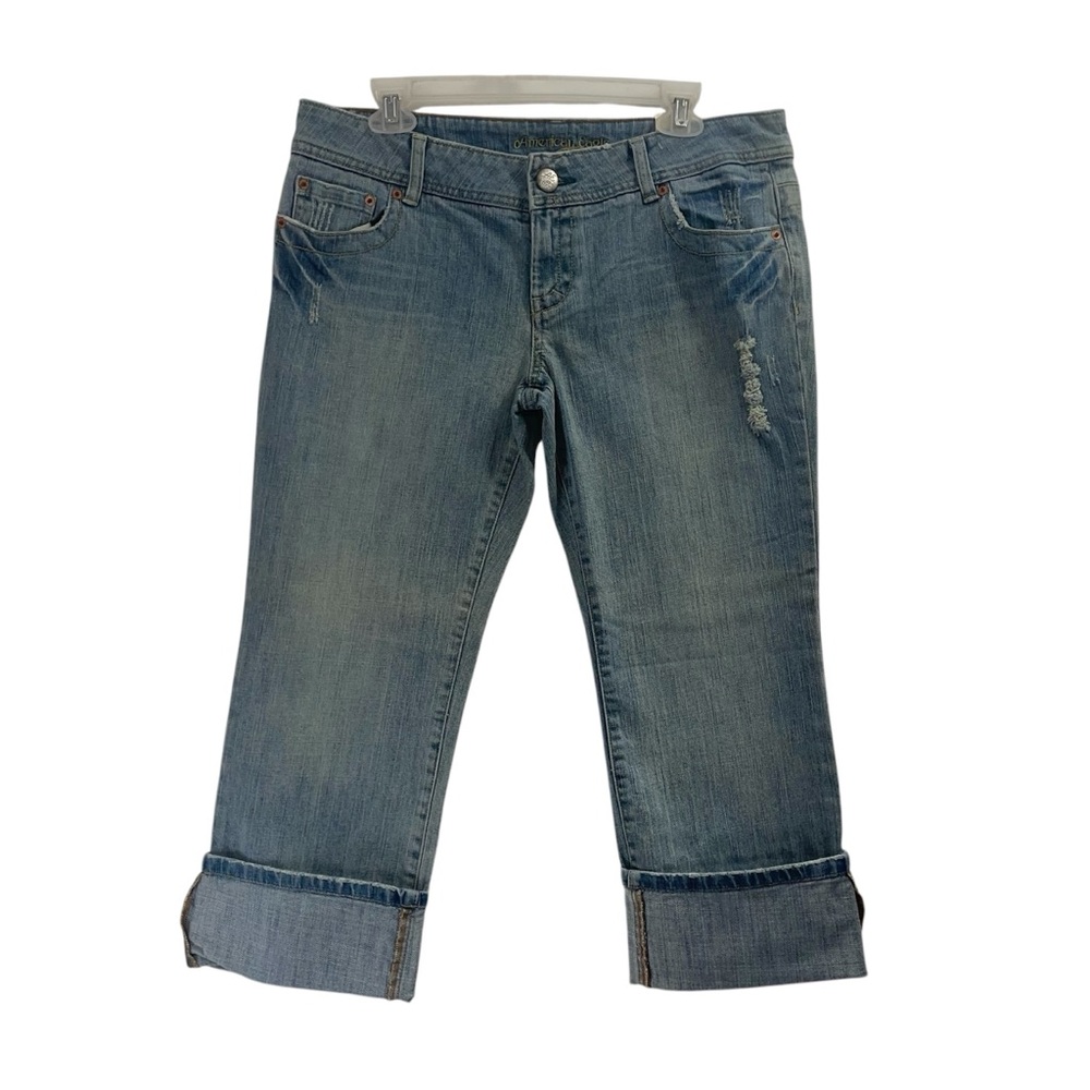 American Eagle Cuff Capri Jeans 12 Blue Norm Crop Low-rise Y2K NWT 00s Preppy